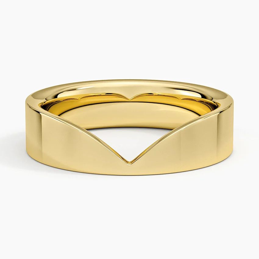 Chevron V Shape Wedding Band, Minimalist Gold Ring, Curved Stacking Band