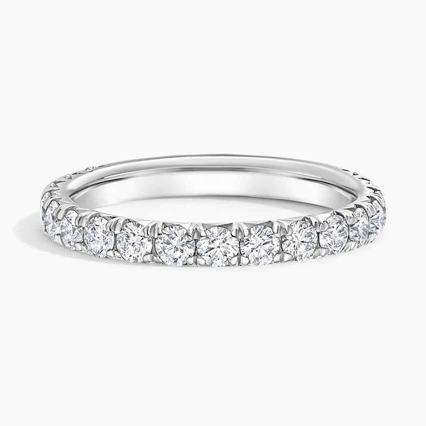 Round Cut Diamond Eternity Band, Half Eternity Wedding Ring, Anniversary Gift for Her
