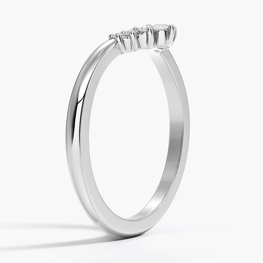 Minimalist V Shape Diamond Ring, Curved Chevron Wedding Band, Dainty Stackable Diamond Ring
