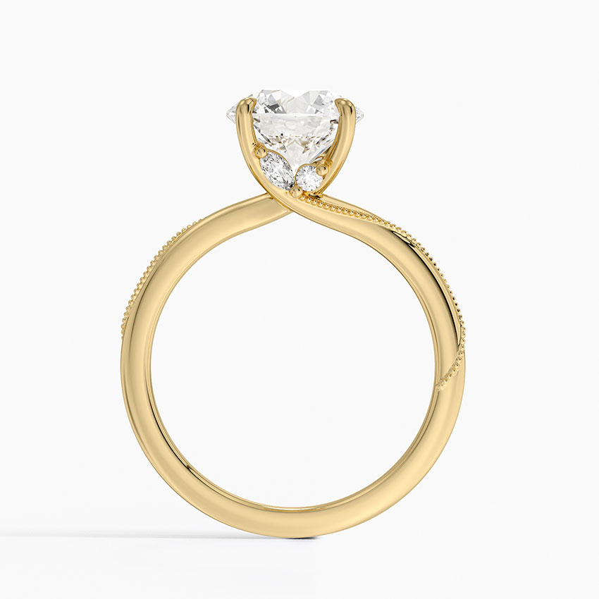 Twisted Band Round Cut Diamond Engagement Ring, Minimalist Solitaire Ring, Promise Ring, Unique Bridal Ring