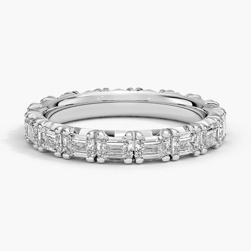 Baguette Diamond Eternity Ring, Full Eternity Wedding Band, Emerald Cut Diamond Band