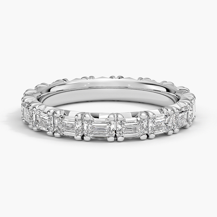 Baguette Diamond Eternity Ring, Full Eternity Wedding Band, Emerald Cut Diamond Band