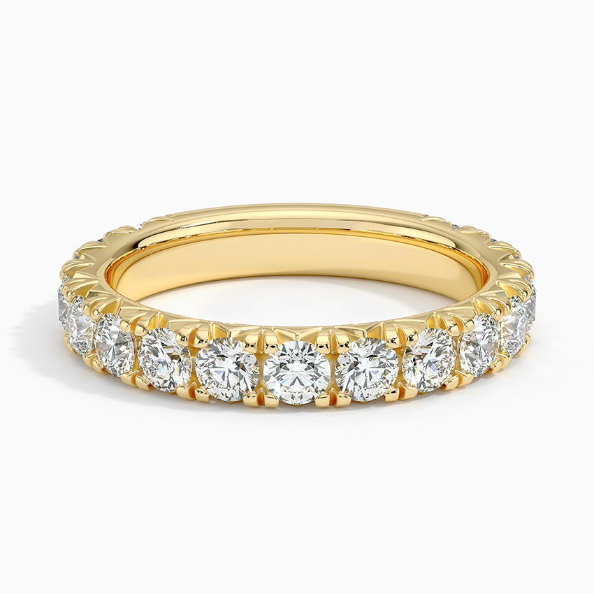 Round Cut Diamond Eternity Band Ring, Full Eternity Wedding Band, Solid Gold Stackable Ring