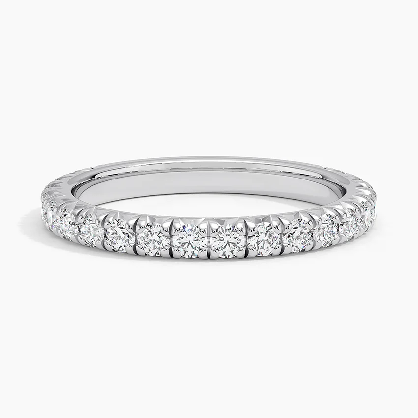 Round Cut Diamond Eternity Band, Full Eternity Wedding Ring, Minimalist Diamond Band