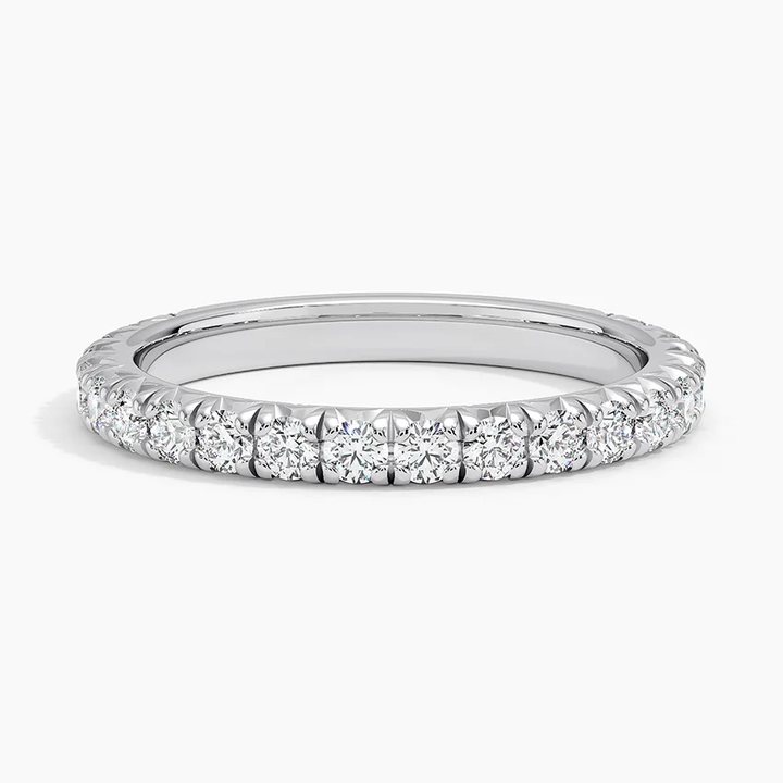 Round Cut Diamond Eternity Band, Full Eternity Wedding Ring, Minimalist Diamond Band