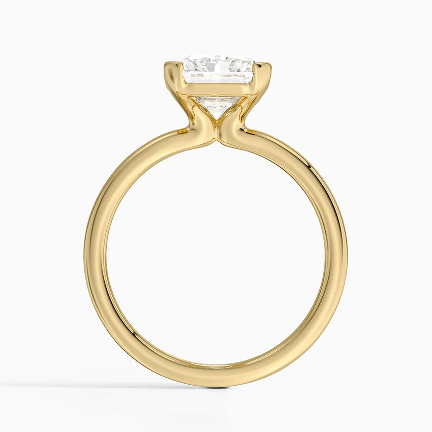 Radiant Cut Bezel Set Diamond Ring, Minimalist Solitaire Engagement Ring