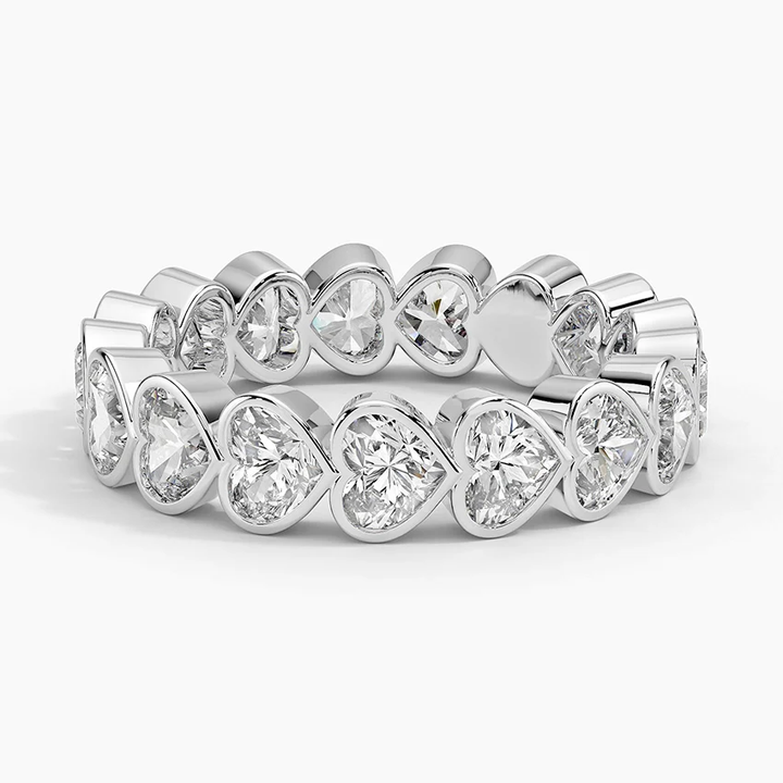 Heart Shape Diamond Eternity Band Ring, Full Eternity Wedding Band, Pear Cut Diamond Ring