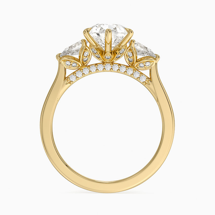 Pear Cut Moissanite Engagement Ring, Three Stone Ring, Solid Gold Ring, Marquise Side Stones, Minimalist Bridal Ring, Promise Ring for Women