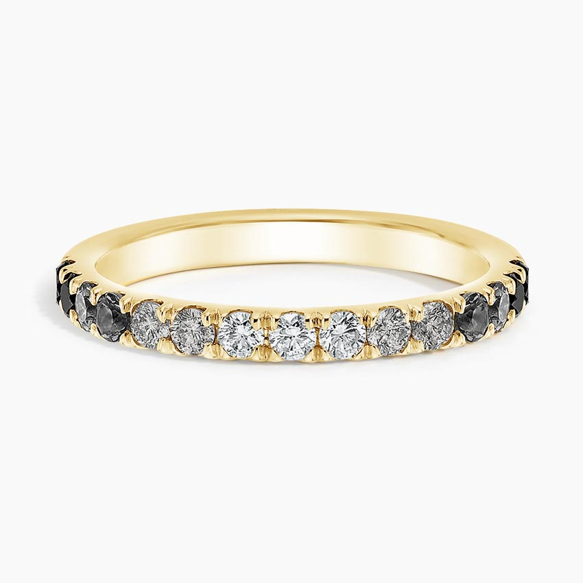 Natural Diamond Half Eternity Ring, Gold Wedding Band, Minimalist Stackable Ring