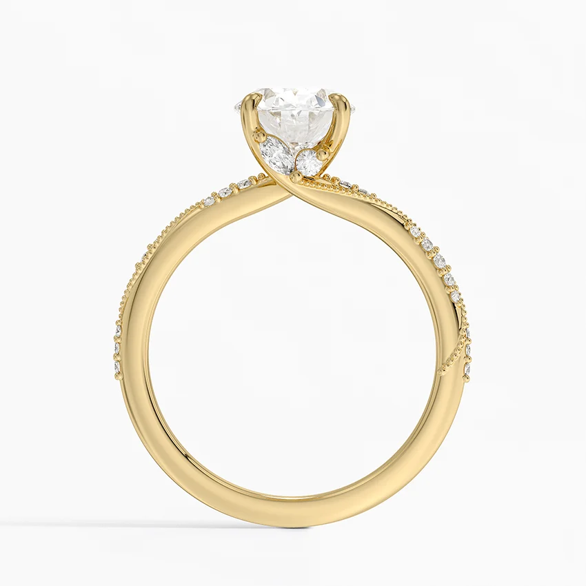Oval Cut Diamond Engagement Ring, Twisted Band Ring,Unique Solitaire Promise Ring