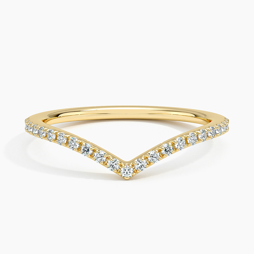 Diamond Chevron Ring, V Shape Diamond Band, Minimalist Pavé Wedding Band