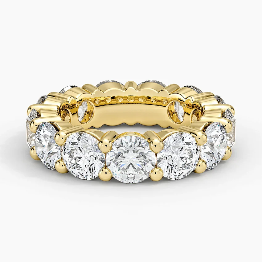 Round Cut Diamond Eternity Band, Full Eternity Wedding Ring, Solid Gold Stackable Ring