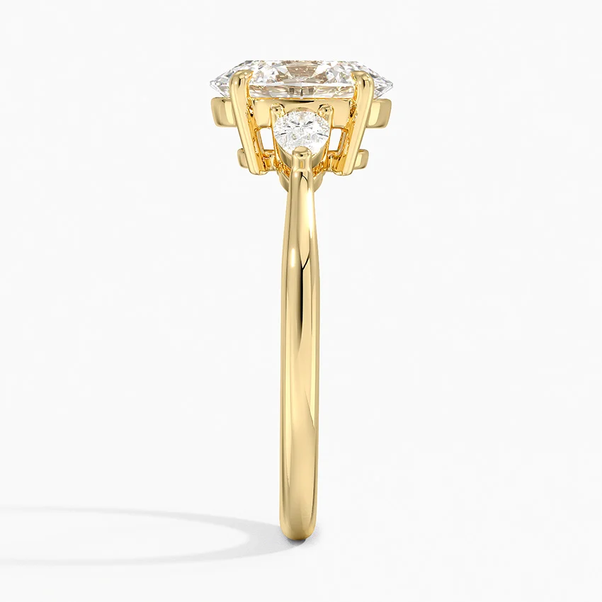 Oval Cut Diamond Engagement Ring, Three Stone Diamond Ring, Pear Side Stone Ring