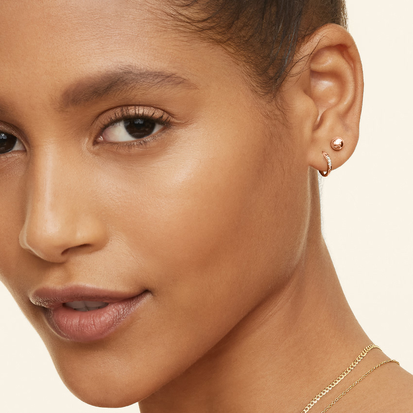Diamond Huggie Hoop Earrings, Minimalist Diamond Hoops, Everyday Fine Jewelry