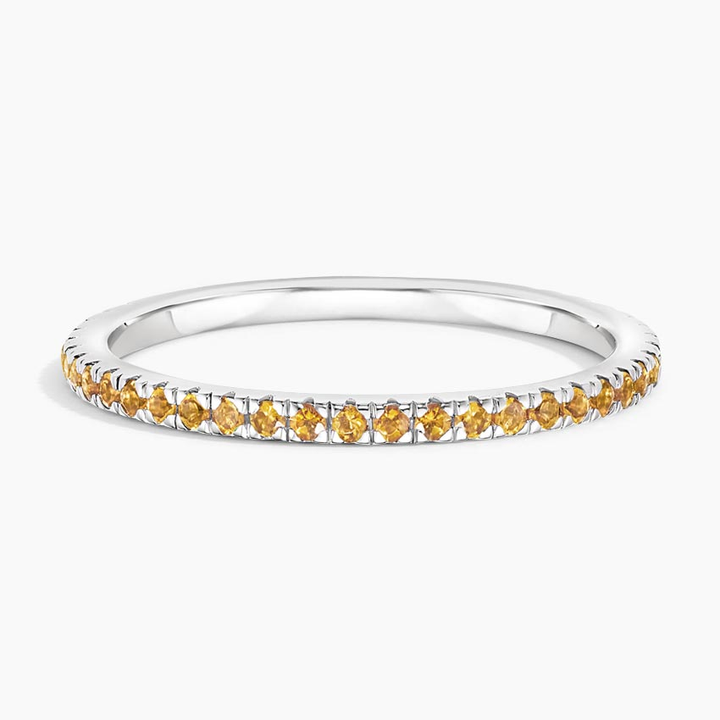 Yellow Sapphire Eternity Ring, Full Eternity Band, Minimal Stackable Ring