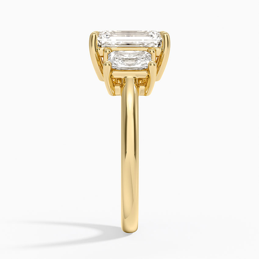 Emerald Cut Three Stone Diamond Ring, Elegant Trilogy Engagement Ring, Minimalist Luxury Bridal Ring