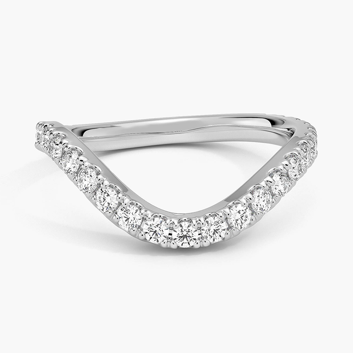 V Shape Diamond Ring, Chevron Diamond Band, Minimalist Wedding Ring