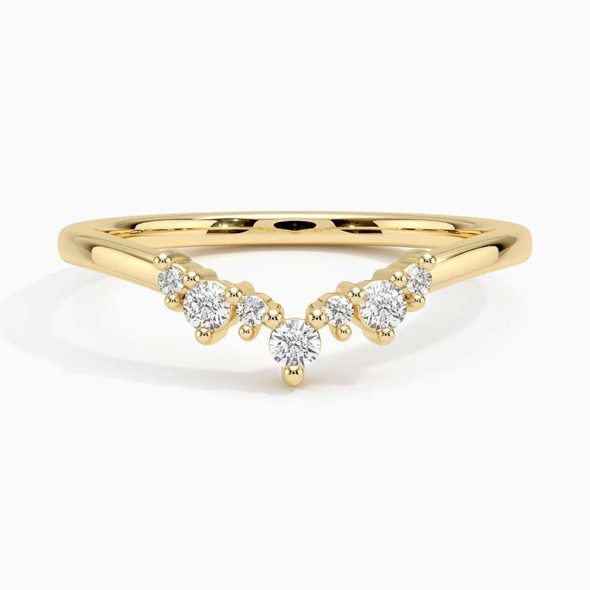 V-Shaped Diamond Ring, Chevron Diamond Wedding Band, Stackable Curved Ring