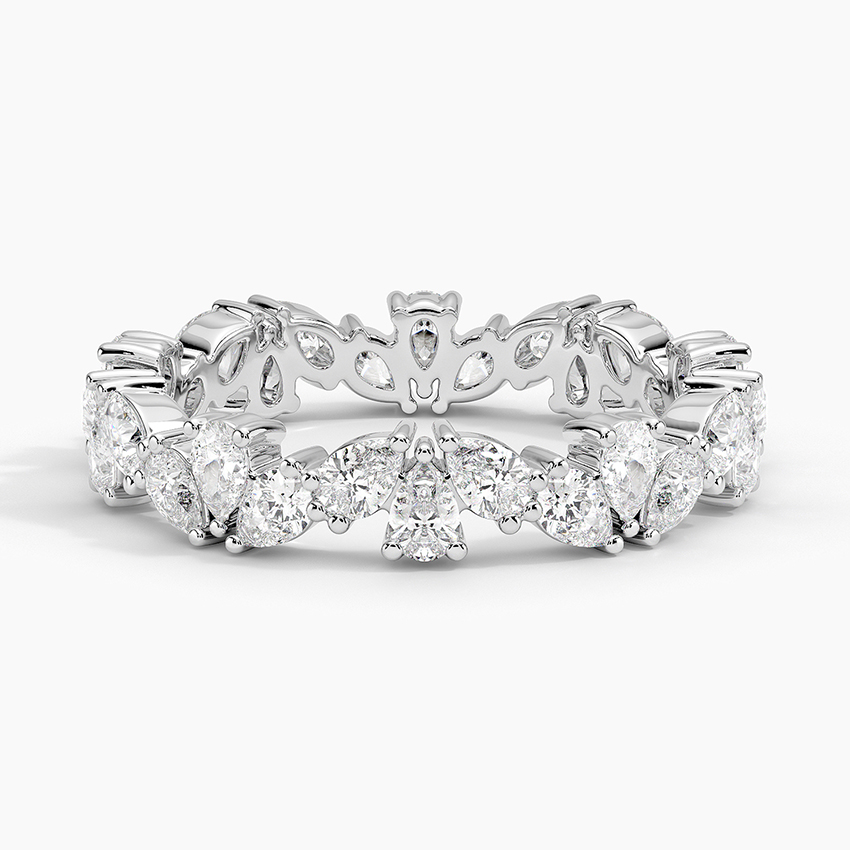 Marquise & Round Diamond Eternity Band, Full Eternity Wedding Ring, Gold Anniversary Band