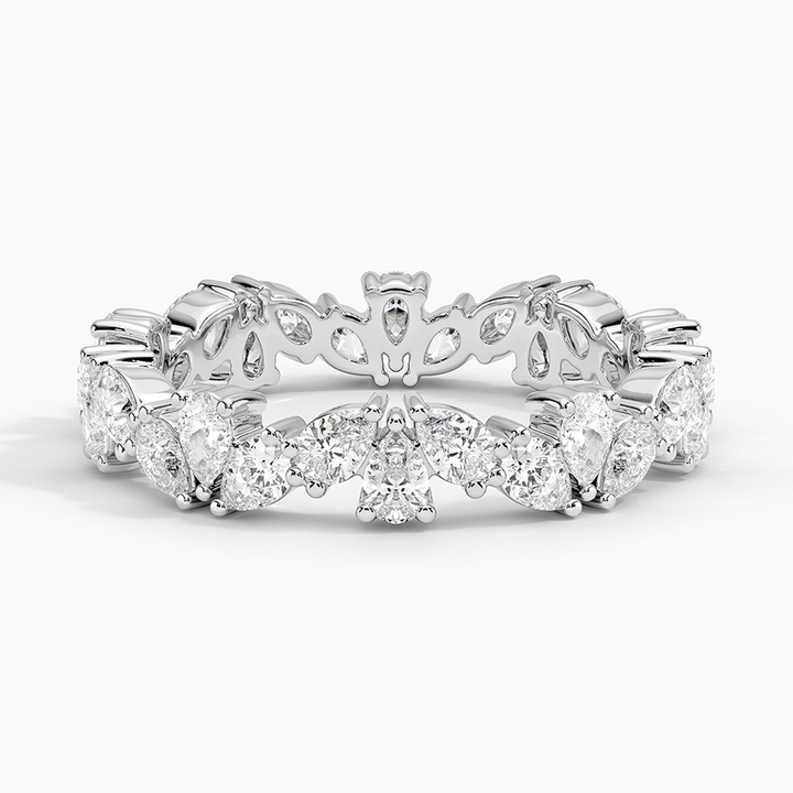 Marquise & Round Diamond Eternity Band, Full Eternity Wedding Ring, Gold Anniversary Band