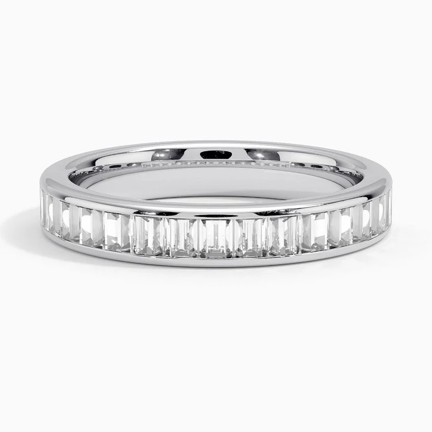 Baguette Diamond Eternity Band, Full Channel Set Wedding Ring, Minimalist Stackable Anniversary Ring