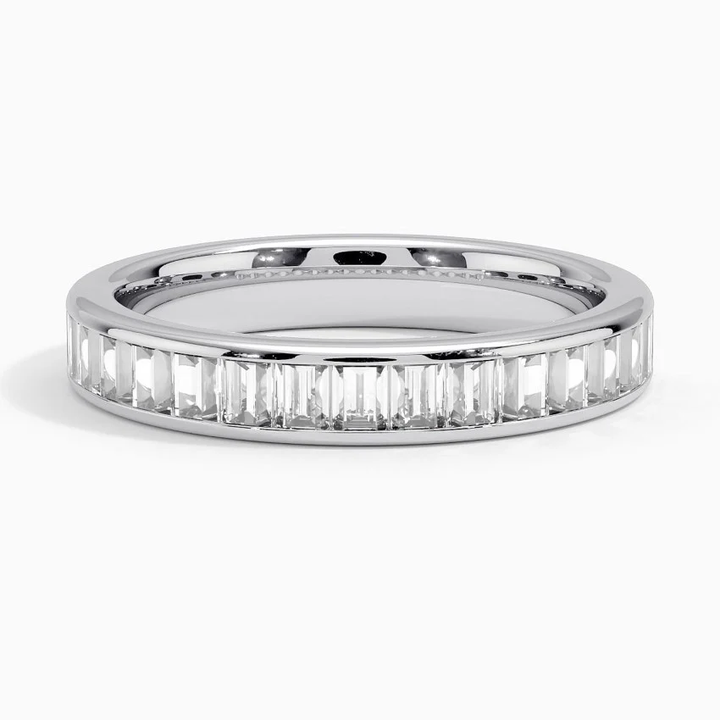 Baguette Diamond Eternity Band, Full Channel Set Wedding Ring, Minimalist Stackable Anniversary Ring