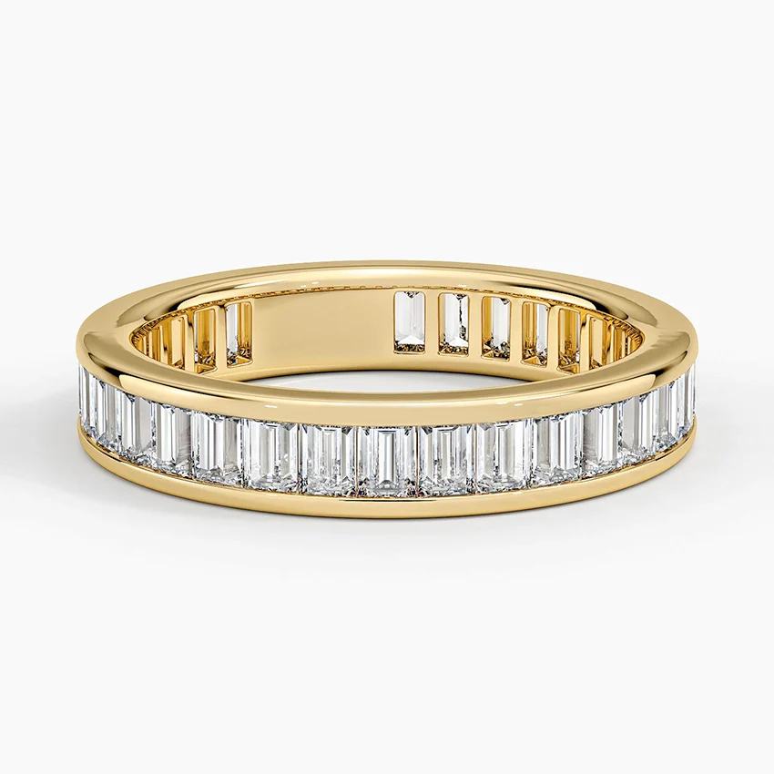 Baguette Diamond Eternity Ring, Full Eternity Band, Gold Wedding Band