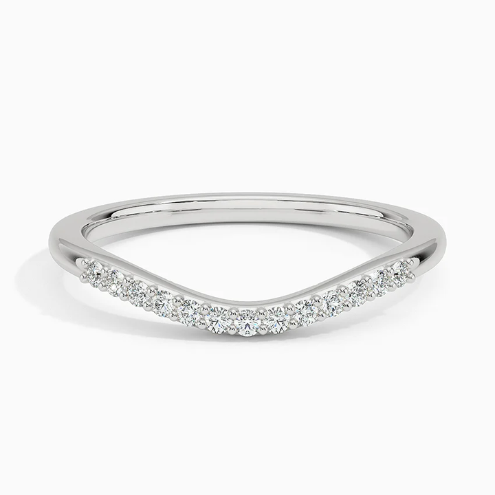 V Shape Diamond Ring, Chevron Wedding Band, Minimalist Stackable Ring