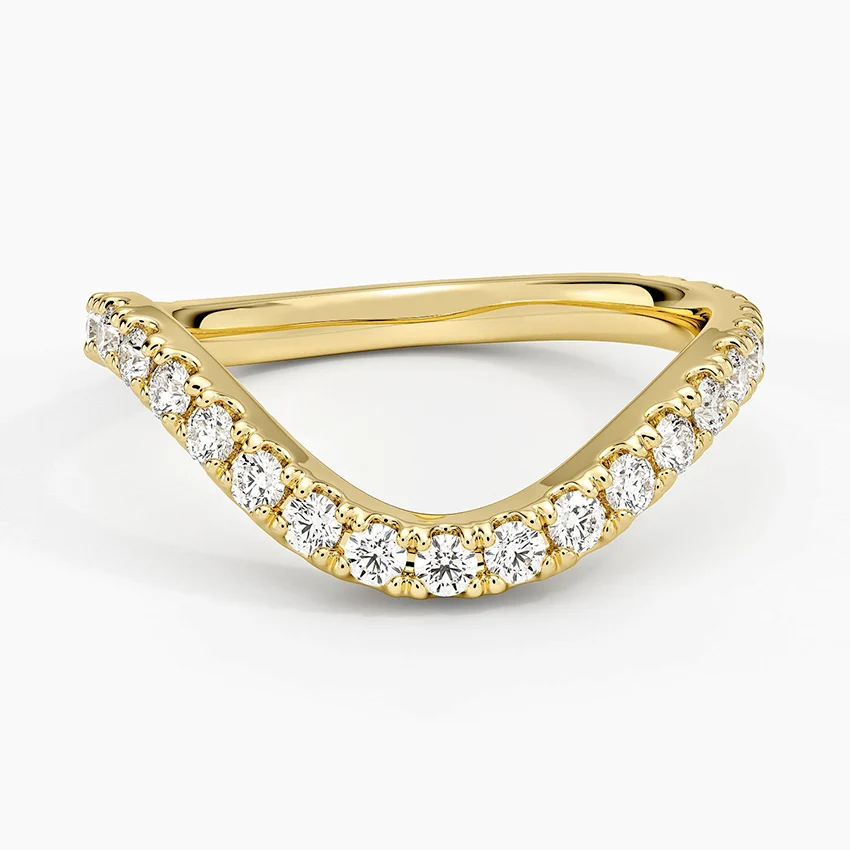 V Shape Diamond Ring, Chevron Diamond Band, Minimalist Wedding Ring