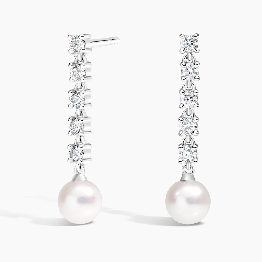 Diamond Pearl Drop Earrings