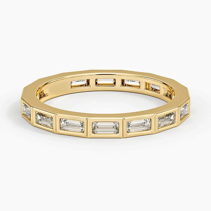 Baguette Diamond Eternity Ring, Full Eternity Band, Minimalist Stackable Wedding Band