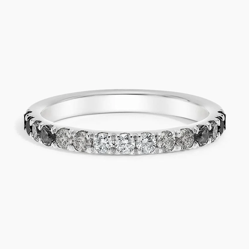 Natural Diamond Half Eternity Ring, Gold Wedding Band, Minimalist Stackable Ring