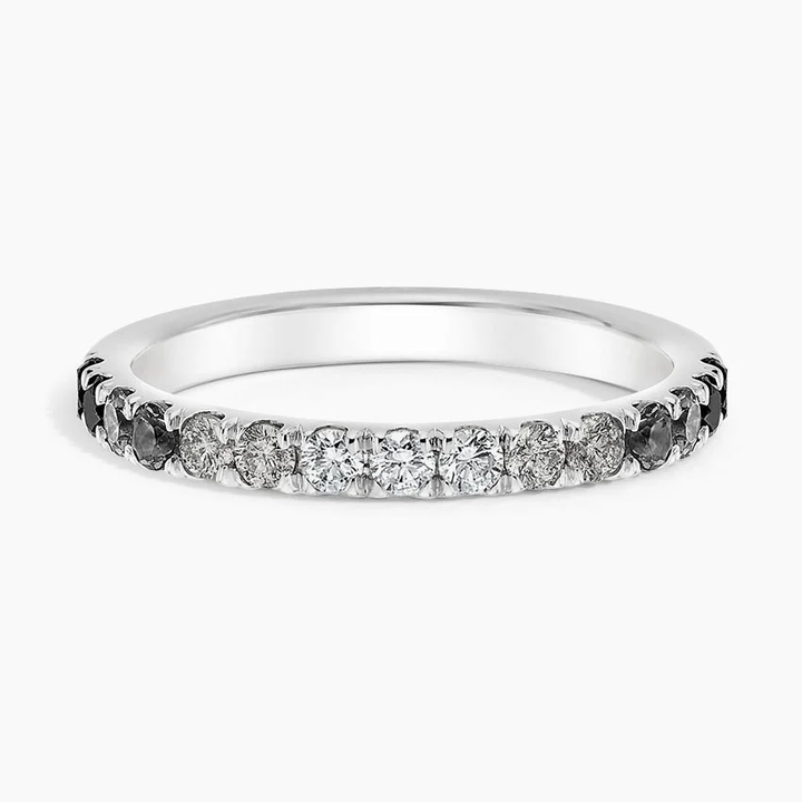 Natural Diamond Half Eternity Ring, Gold Wedding Band, Minimalist Stackable Ring