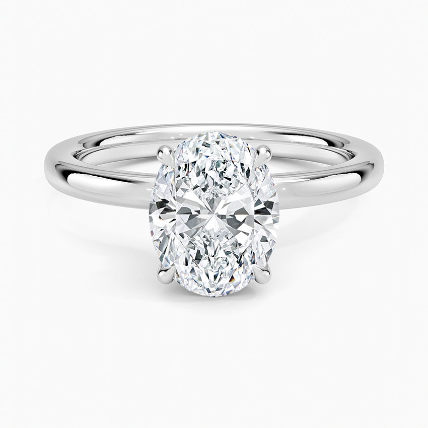 Oval Cut Diamond Solitaire Engagement Ring, 4 Prong Classic Setting, Solid Gold Ring