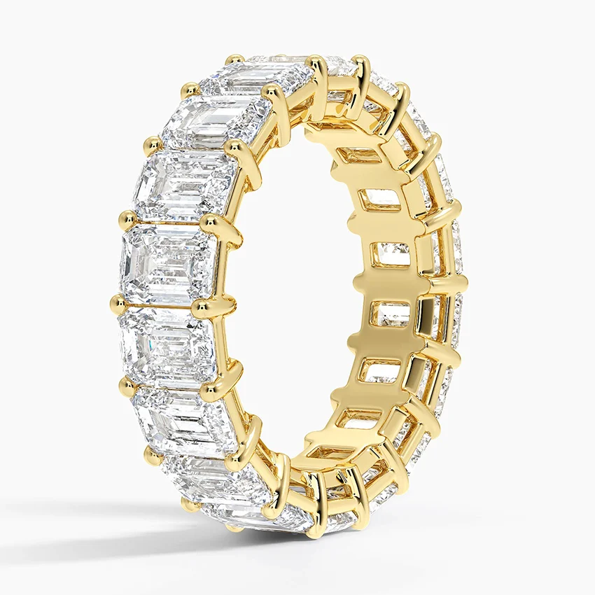 Emerald Cut Diamond Eternity Band Ring, Full Eternity Wedding Band, Luxury Anniversary Ring for Women