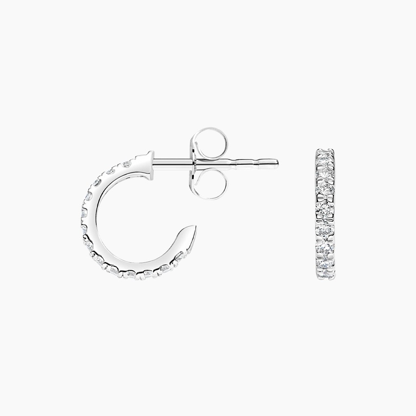 Diamond Huggie Hoop Earrings, Minimalist Diamond Hoop Studs, Everyday Diamond Huggies