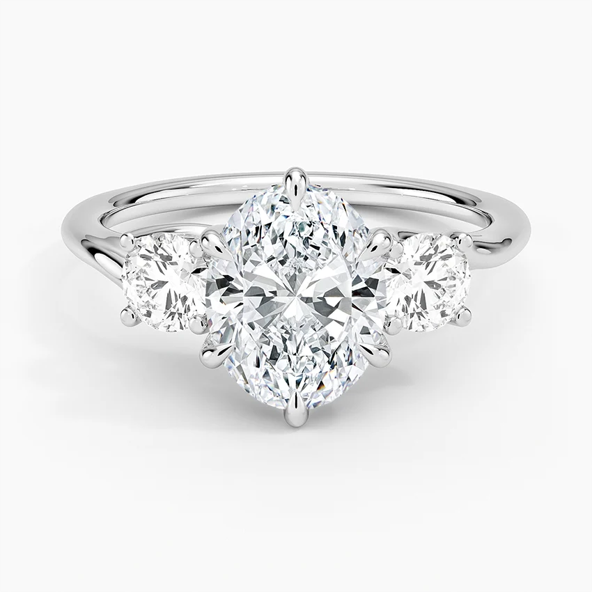 Oval Cut Diamond Three Stone Engagement Ring, 3 Stone Oval Diamond Ring, Bridal Ring