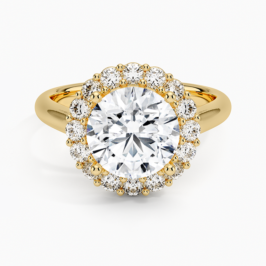 Round Brilliant Halo Diamond Engagement Ring, Classic Halo Bridal Ring, Lab Grown Diamond Ring