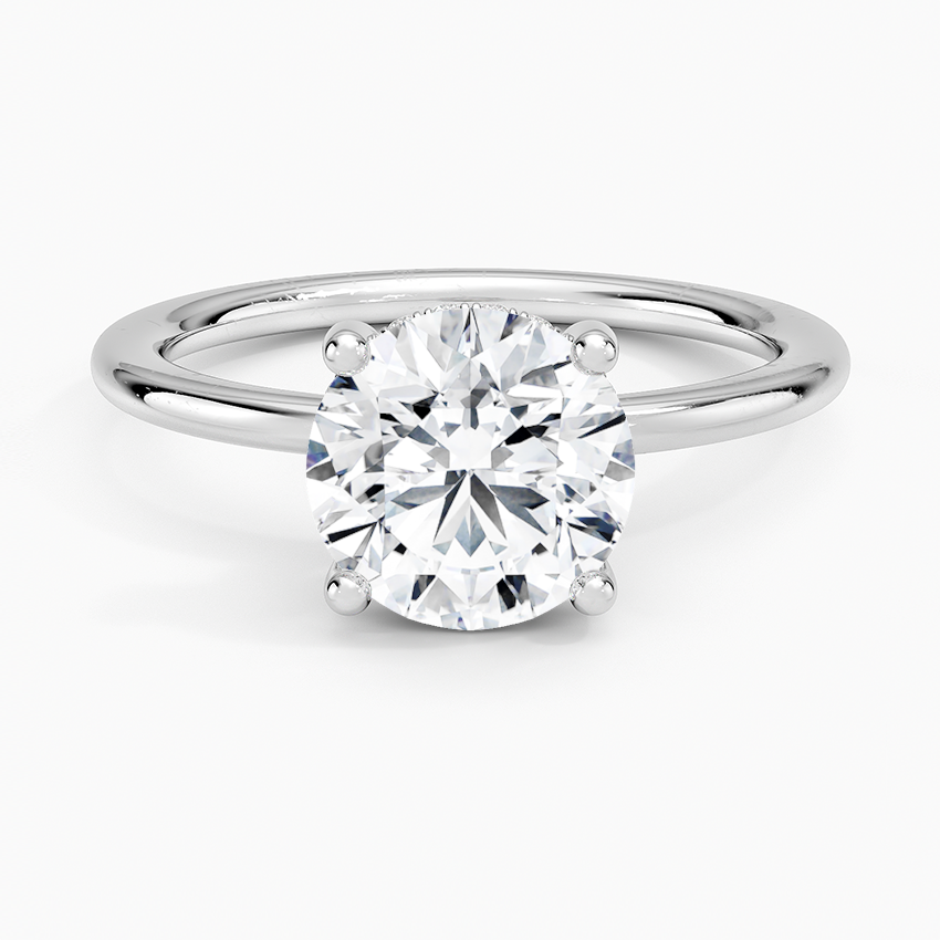 Round Cut Solitaire Diamond Engagement Ring, 4 Prong Classic Ring, Minimalist Proposal Ring for Women