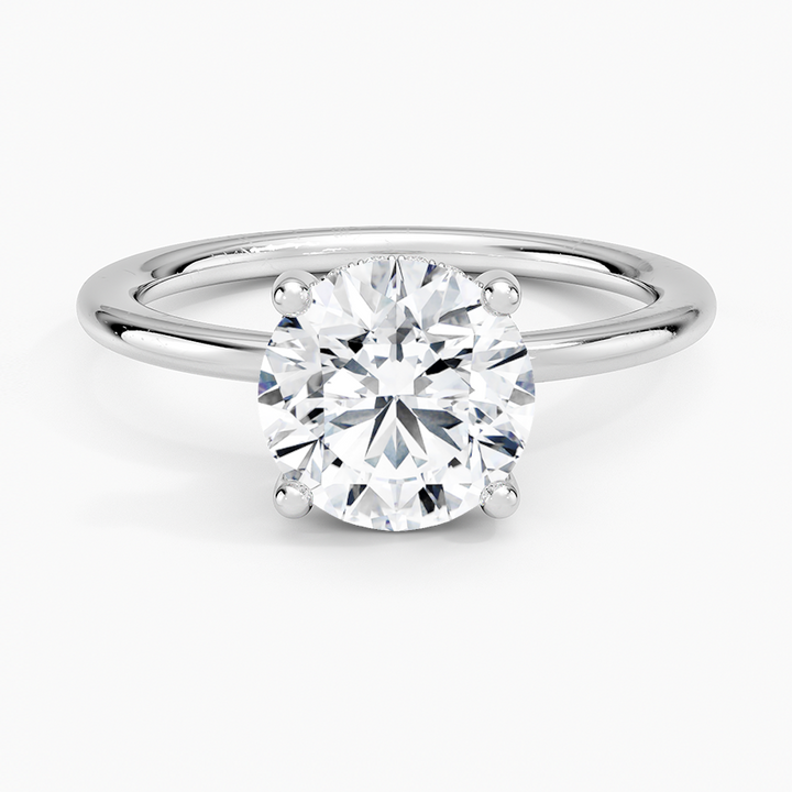 Round Cut Solitaire Diamond Engagement Ring, 4 Prong Classic Ring, Minimalist Proposal Ring for Women