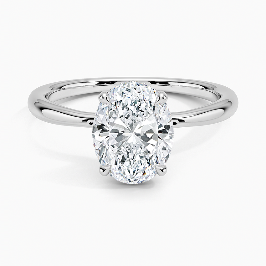 Oval Cut Diamond Solitaire Engagement Ring, 4 Prong Oval Diamond Ring, Minimalist Bridal Ring