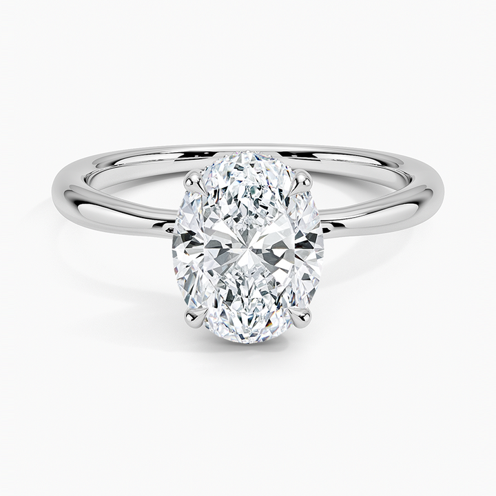 Oval Cut Diamond Solitaire Engagement Ring, 4 Prong Oval Diamond Ring, Minimalist Bridal Ring