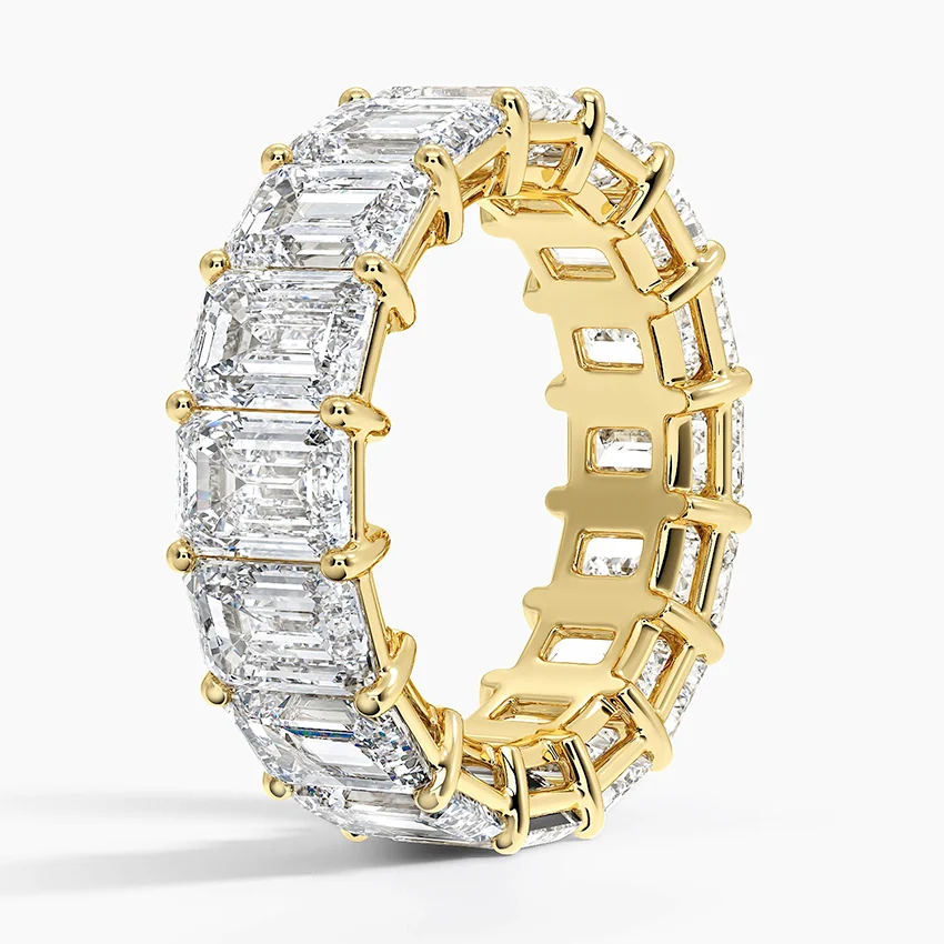 Emerald Cut Diamond Eternity Band Ring, Full Eternity Wedding Band, Baguette Diamond Ring