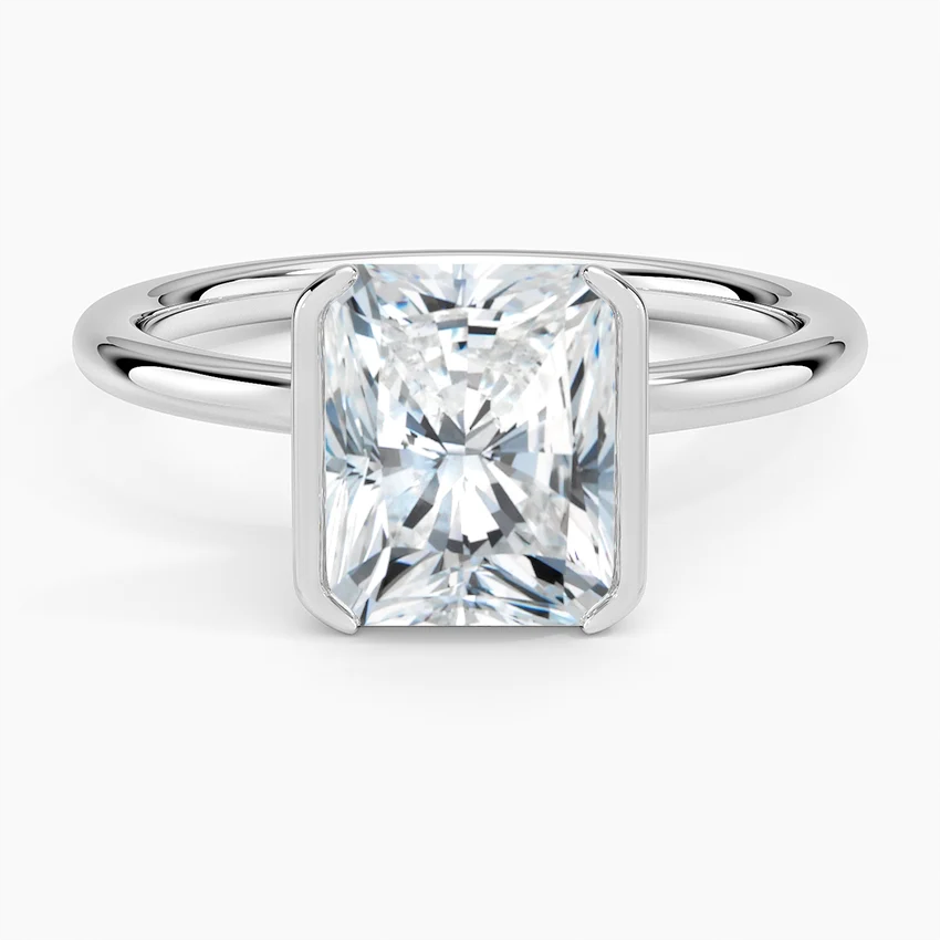 Radiant Cut Bezel Set Diamond Ring, Minimalist Solitaire Engagement Ring