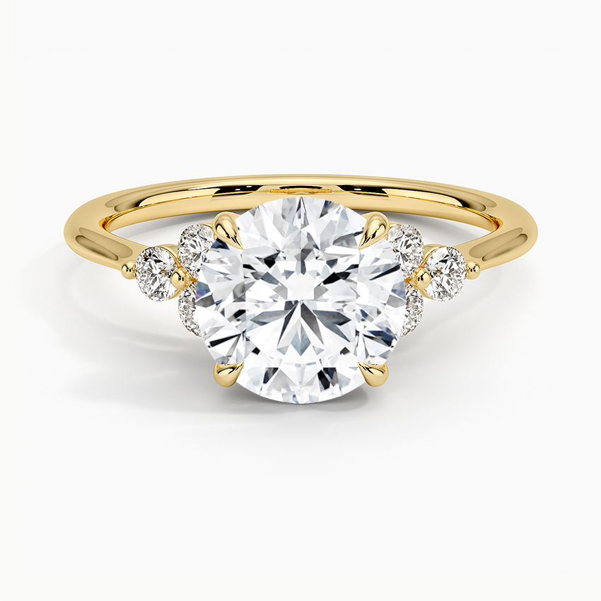 Round Cut Diamond Engagement Ring, Three Stone Diamond Ring, Solid Gold Promise Ring