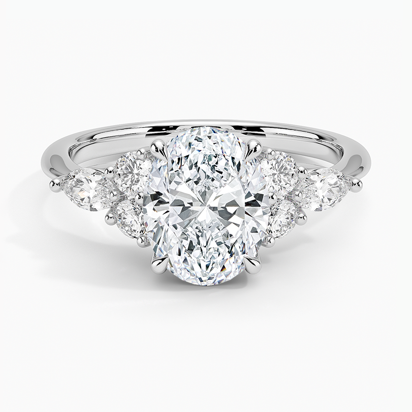 Round Cut Moissanite Engagement Ring with Emerald Leaf Vine Band, Nature Inspired Diamond Ring, Unique Bridal Ring