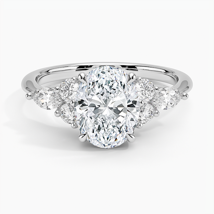 Round Cut Moissanite Engagement Ring with Emerald Leaf Vine Band, Nature Inspired Diamond Ring, Unique Bridal Ring (Copy)