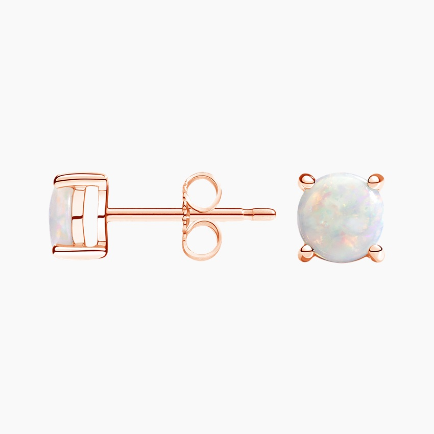 Opal Stud Earrings, Round Opal Earrings, Rose Gold Opal Studs