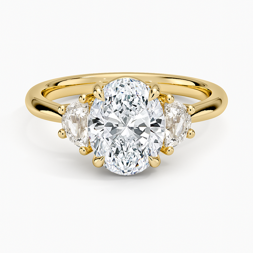 Oval Cut Three Stone Diamond Engagement Ring, 3 Stone Oval Diamond Ring, Gold Trilogy Ring