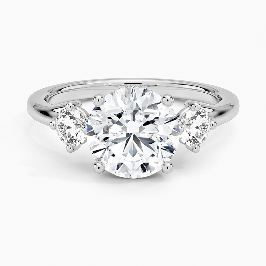 Three Stone Round Cut Diamond Engagement Ring, 3 Stone Diamond Ring, Minimal Bridal Ring